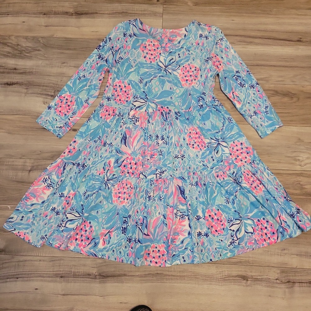 Lilly Pulitzer Geanna Swing Mini Dress Printed Ruffle Tiered Cotton S floral - Picture 2 of 7